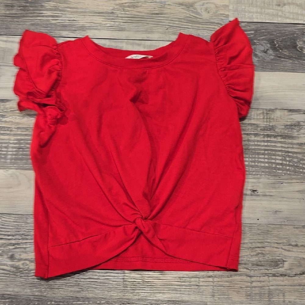 Red Ruffled Short Sleeve Kids Tee
